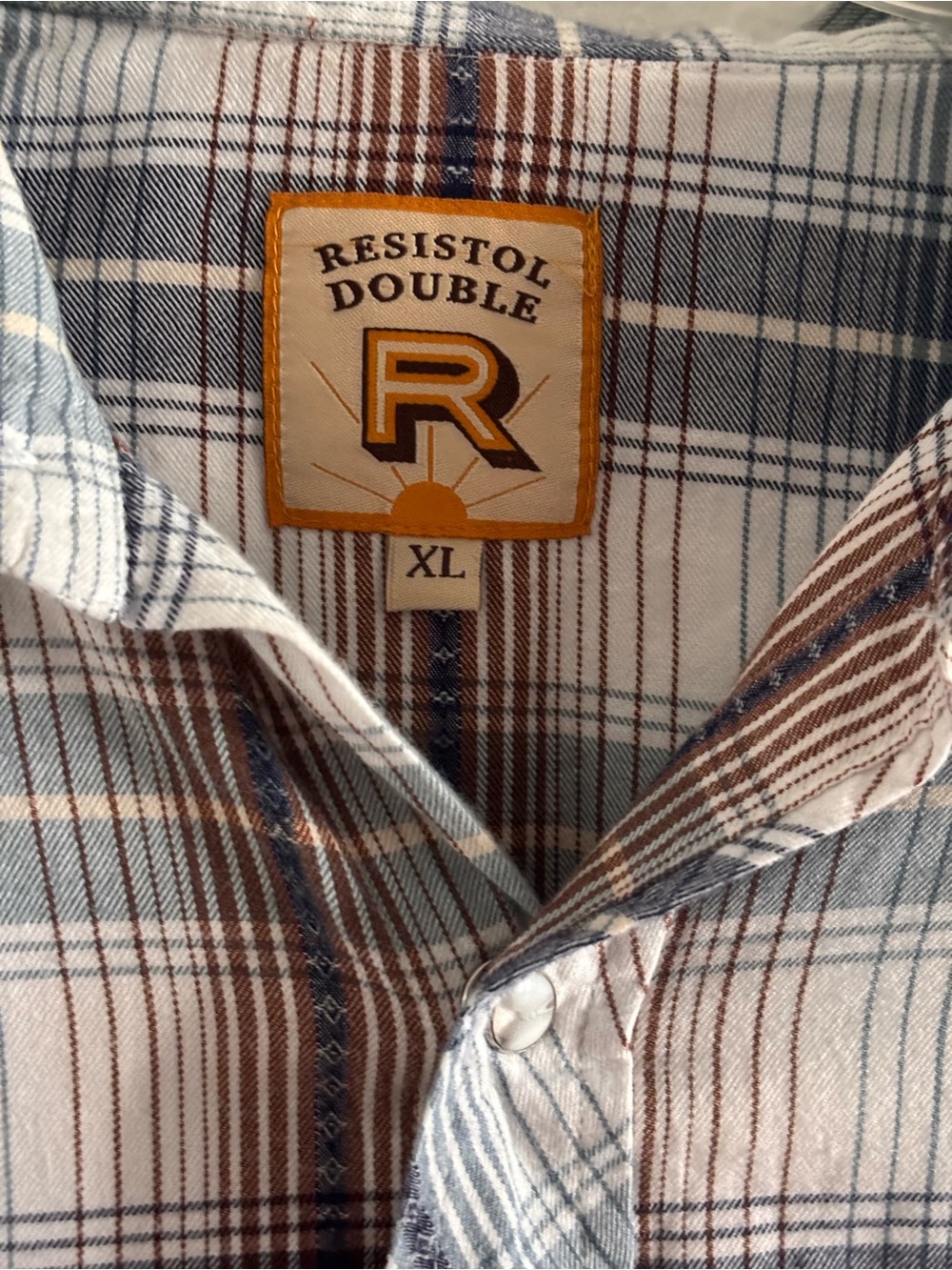 Resistol Double Men's Plaid Button-Down Shirt in Blue and Brown